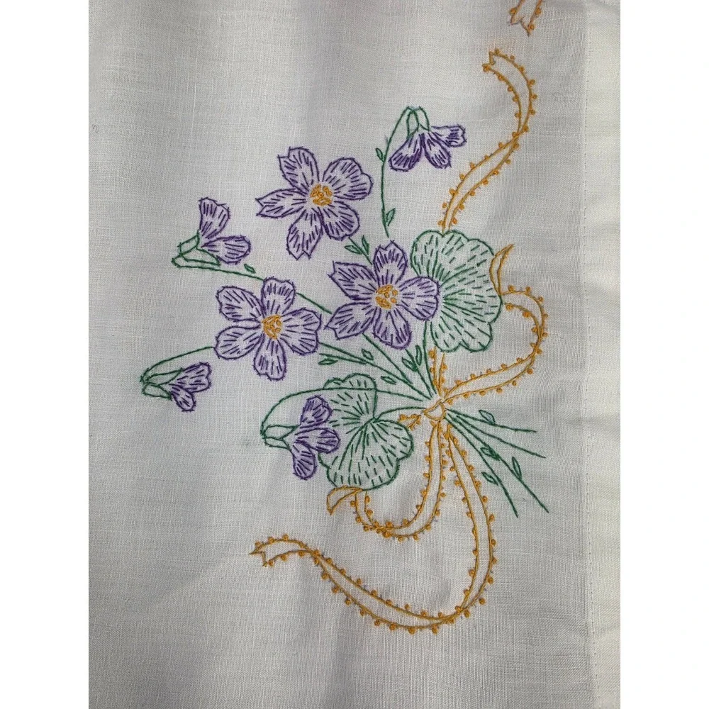 Vintage JC Penney Muslin Pillow Cases x 2 Cross Stitch Cotton Polyester MCM READ